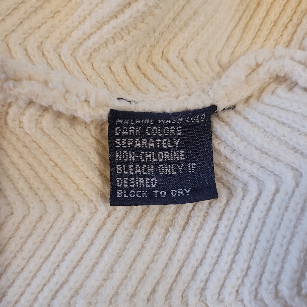Men's Crewneck Ivory White Sweater Ralph Lauren Chaps Size XL EUC Vintage Preppy - Picture 5 of 7
